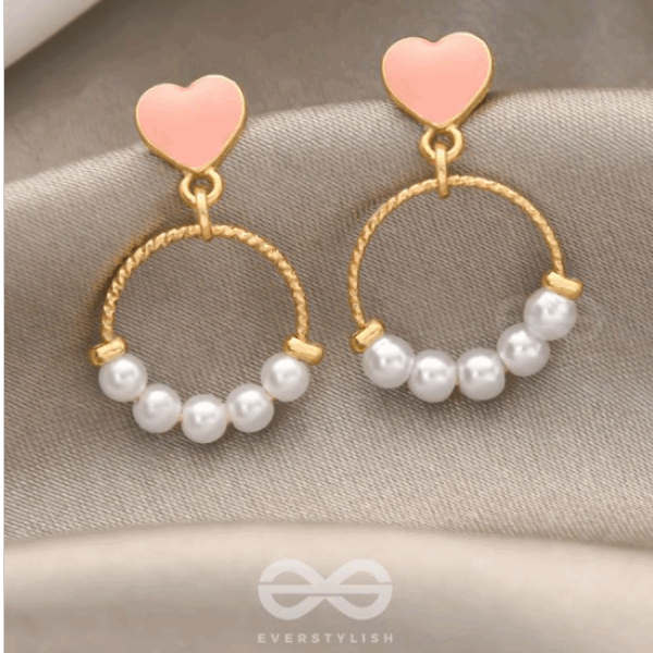 Pink heart earrings